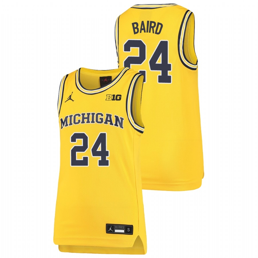Michigan Wolverines Youth NCAA C.J. Baird #24 Maize Replica College Basketball Jersey IFG5149YT